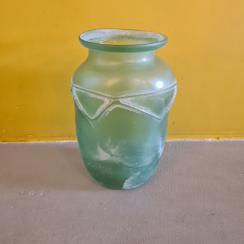 Vase vintage en verre italien Murano Seguso Scavo, 1970