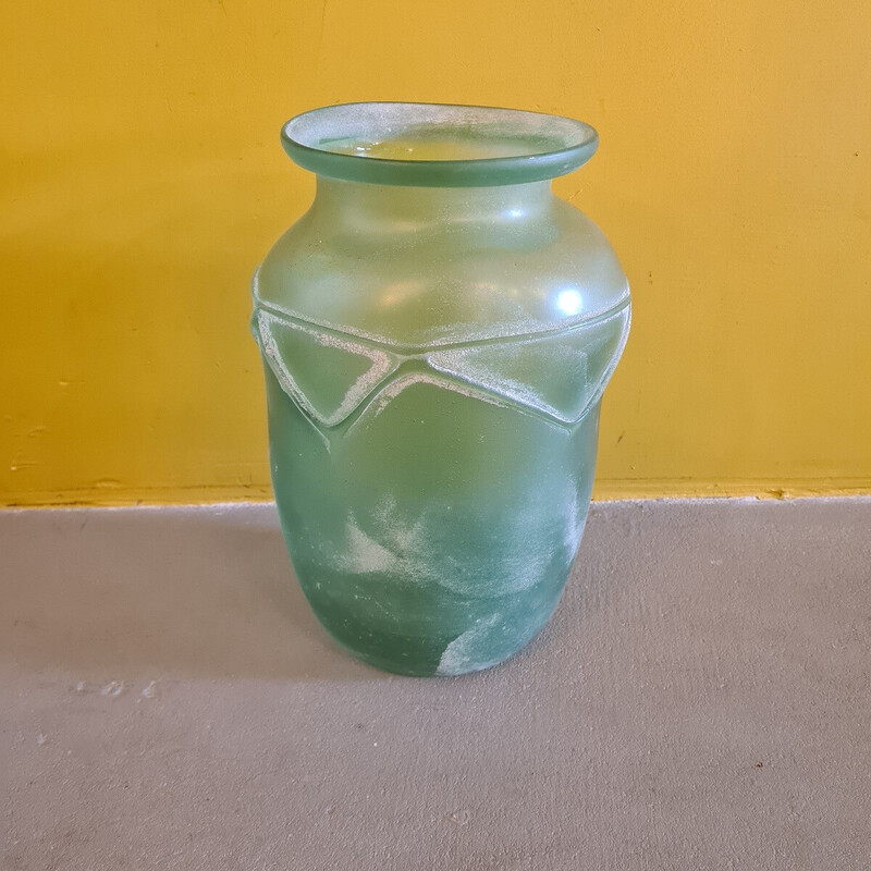 Vaso de vidro Murano Seguso Scavo italiano vintage, década de 1970