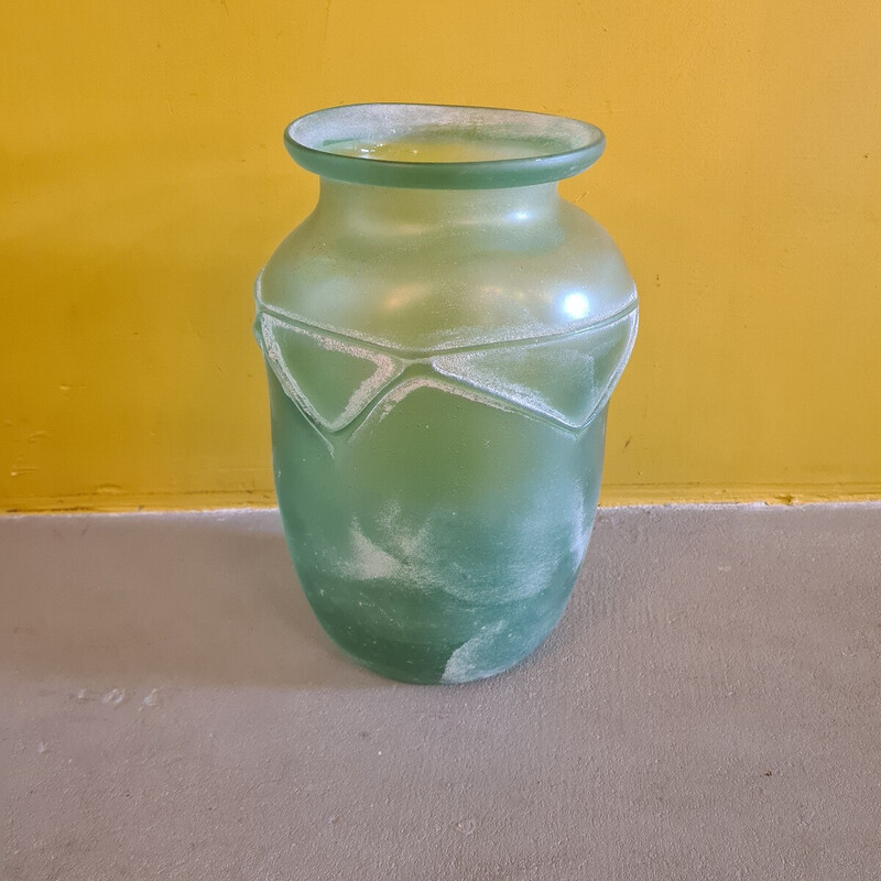 Vintage Italian Murano Seguso Scavo glass vase, 1970s