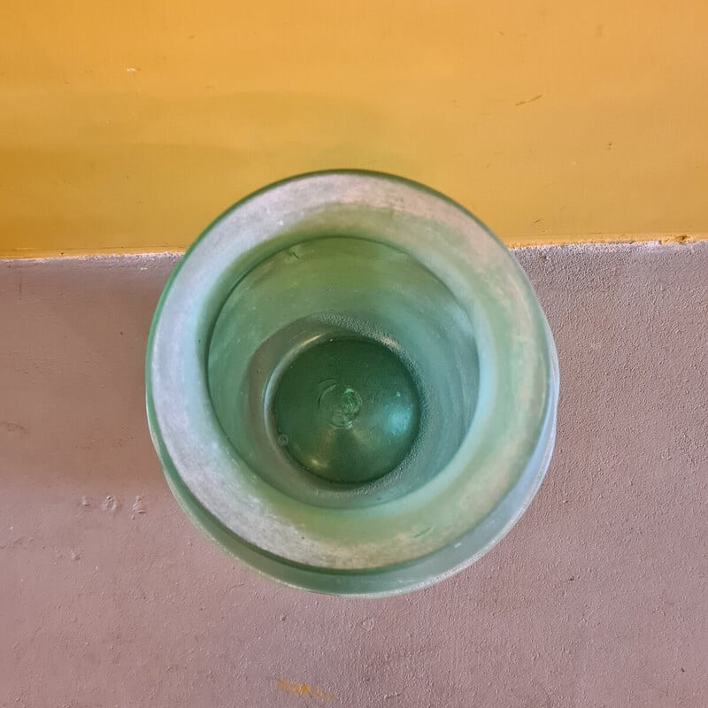 Vaso de vidro Murano Seguso Scavo italiano vintage, década de 1970