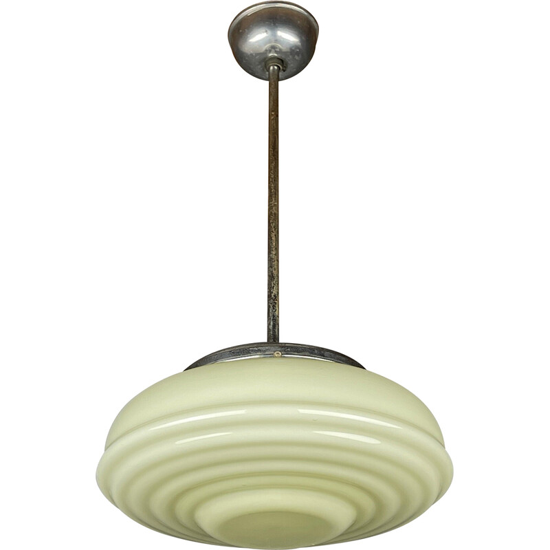 Vintage green glass pendant lamp, Italy 1950s