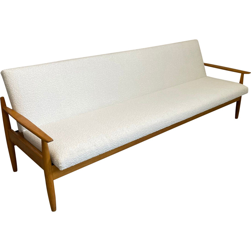 Mid century extendable sofa in boucle fabric, Czechoslovakia 1970s