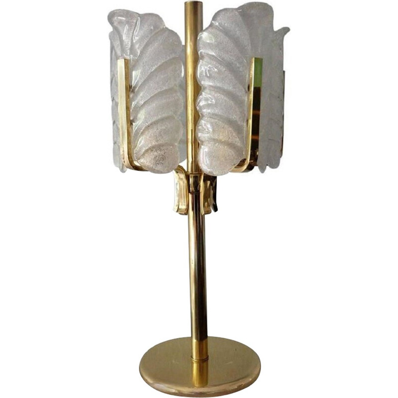 Lampe de table en feuille d'acanthe Orrefors pour Carl Fagerlund - 1960