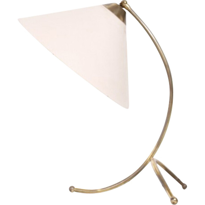 Filigree golden tripod table lamp - 1950s