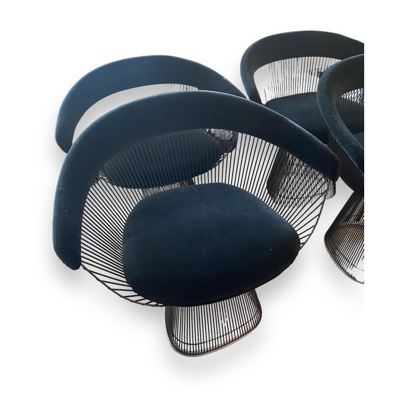 Conjunto de 4 poltronas vintage em aço de Warren platner, 1960