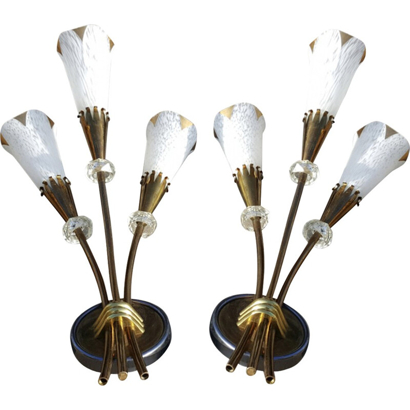 Pair of wall lamps, Royal Lights , Lunel Paris edition, 1950
