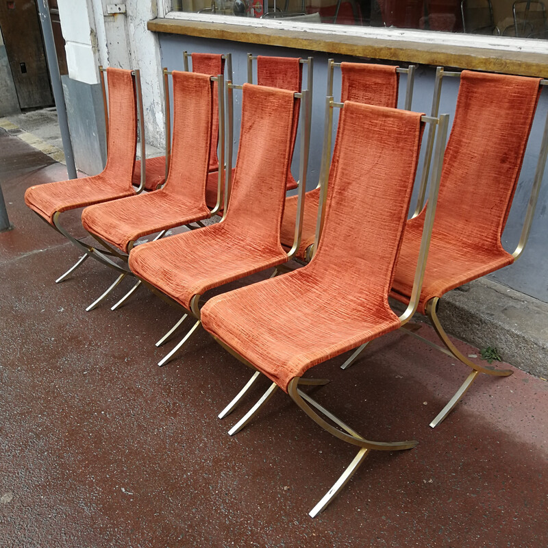 Set of 8 vintage metal chairs by Pierre Cardin for Maison Jansen, 1970
