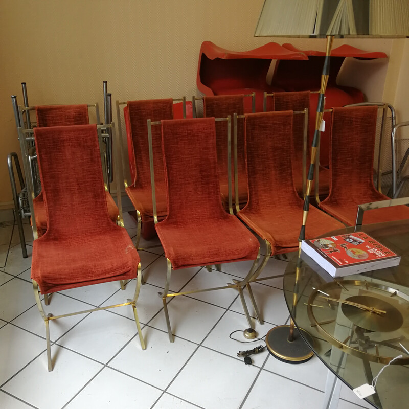 Ensemble de 8 chaises vintage en métal de Pierre Cardin pour la maison Jansen, 1970
