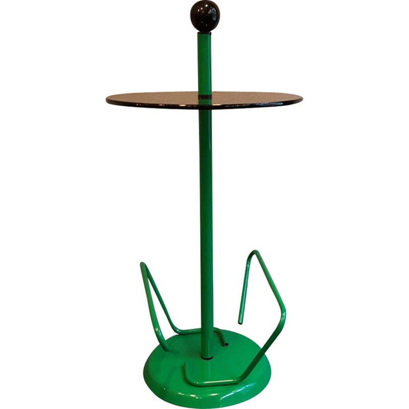 Green plastic lacquered metal  pedestal table - 1980s