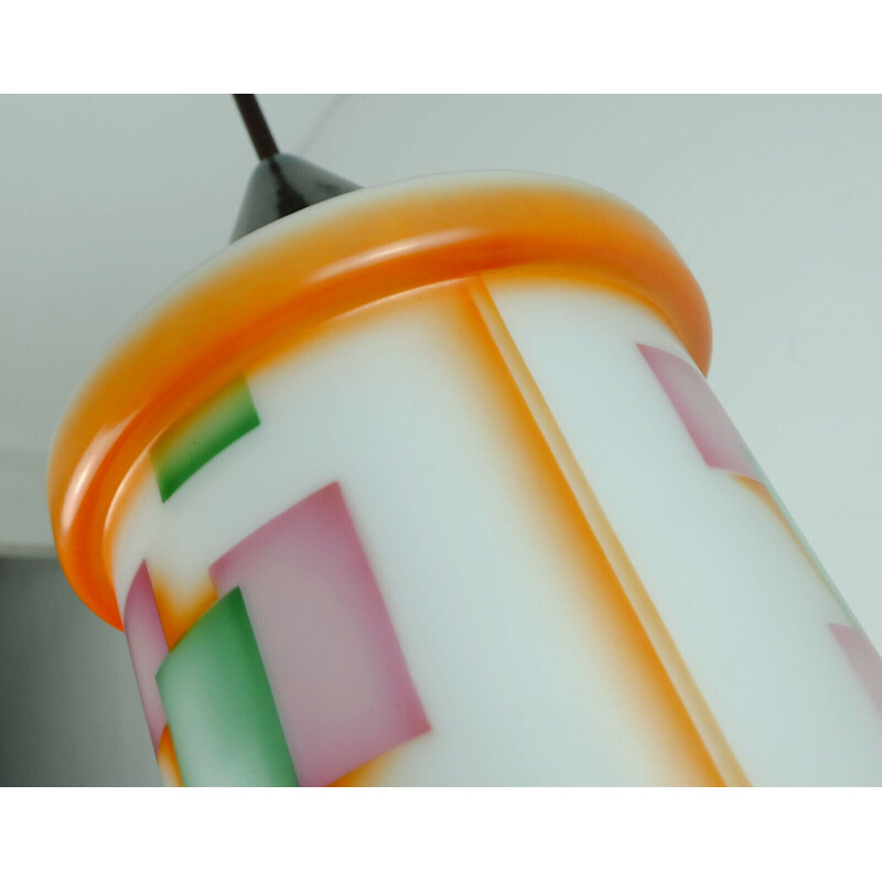 Vintage art deco glass airbrush pendant lamp, 1920-1930