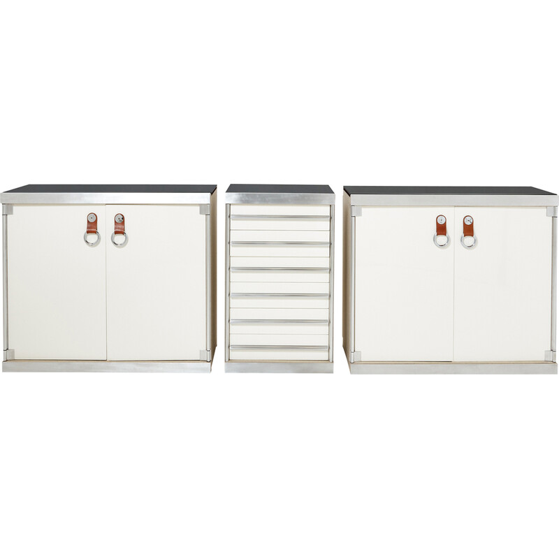 Set of 3 vintage cabinets by Guido Faleschini for Hermès, 1970