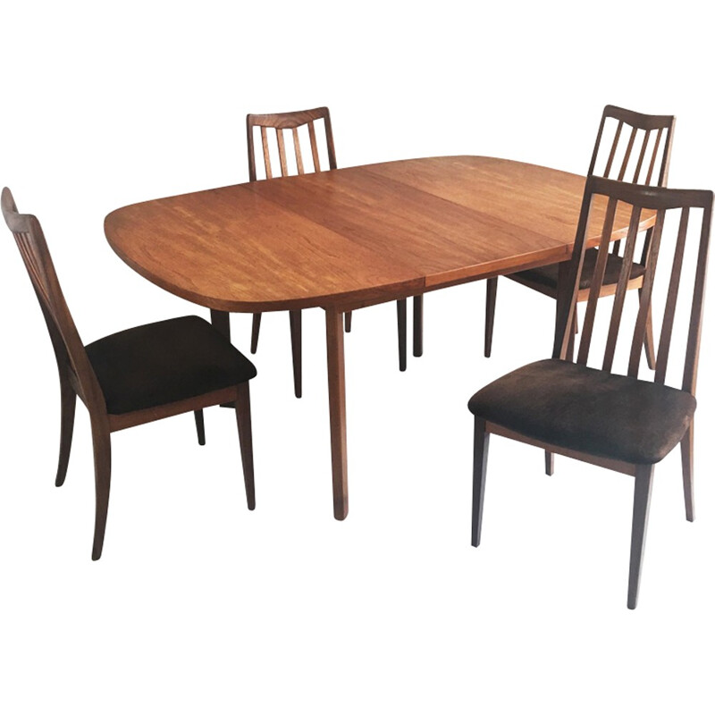 Mid century original G-Plan extendable table with 4 dining chairs - 1970s
