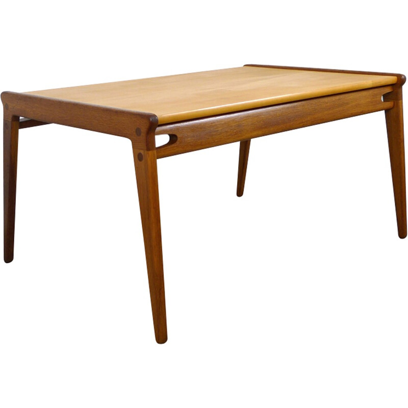 Table basse beige en chêne et en érable - 1950