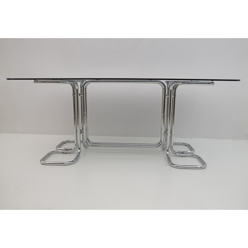 Mid-century Italian glass smoked top dining table by Giotto Stoppino, 1970s