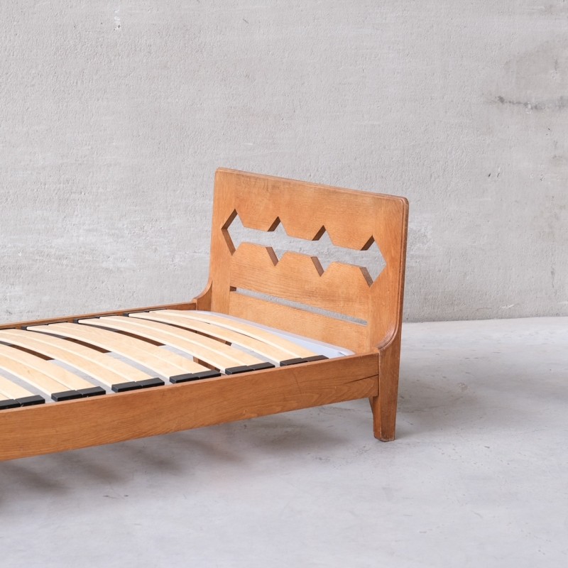 Vintage oakwood French daybed by Guillerme et Chambron, 1960s