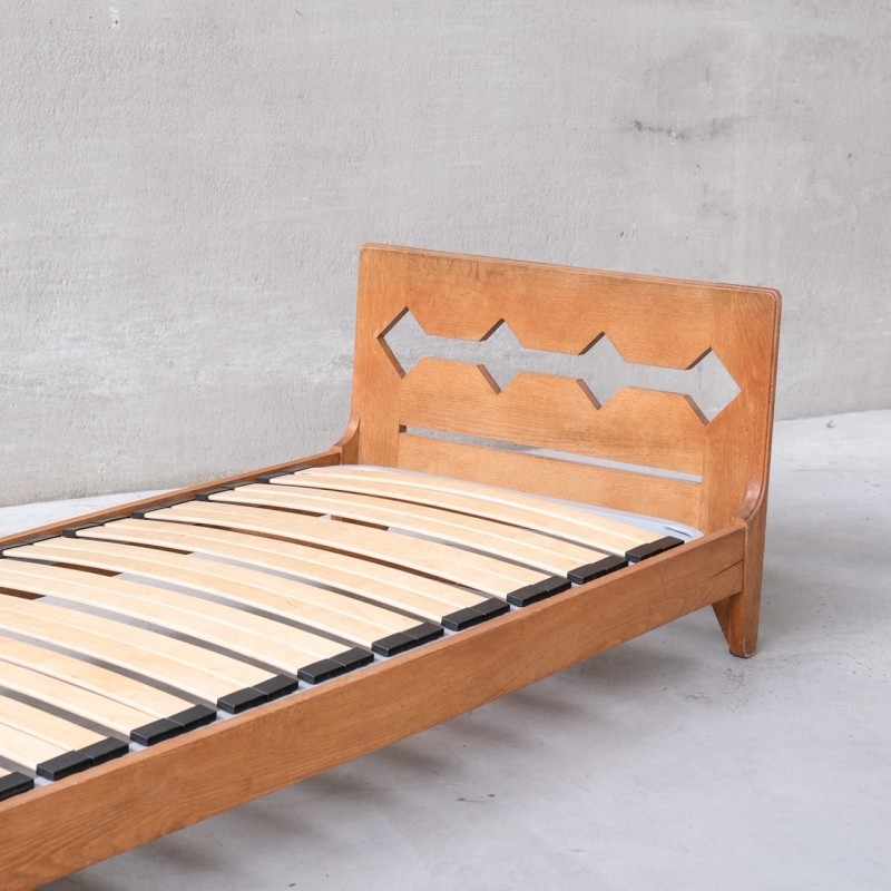 Vintage oakwood French daybed by Guillerme et Chambron, 1960s