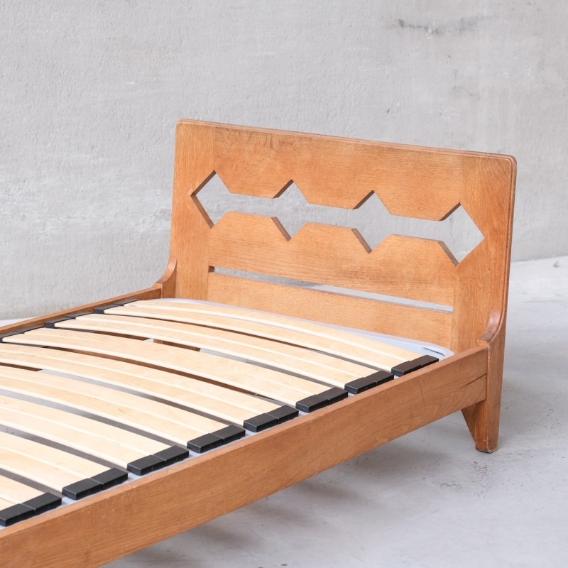 Vintage oakwood French daybed by Guillerme et Chambron, 1960s