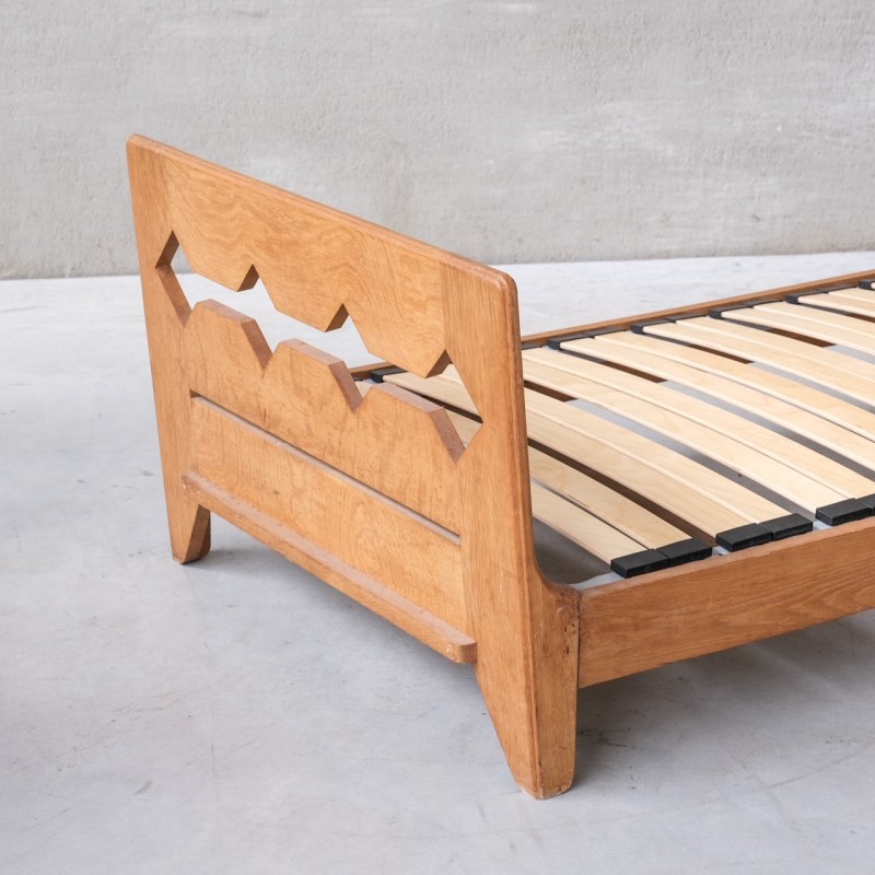 Vintage oakwood French daybed by Guillerme et Chambron, 1960s