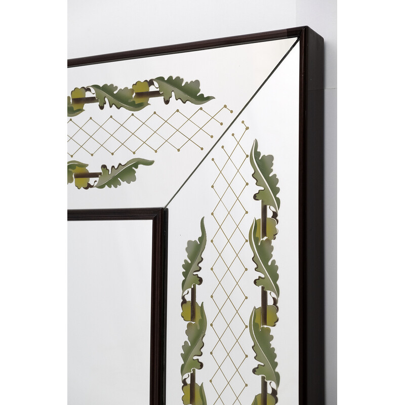 Miroir décoré italien vintage par Luigi Brusotti, 1940