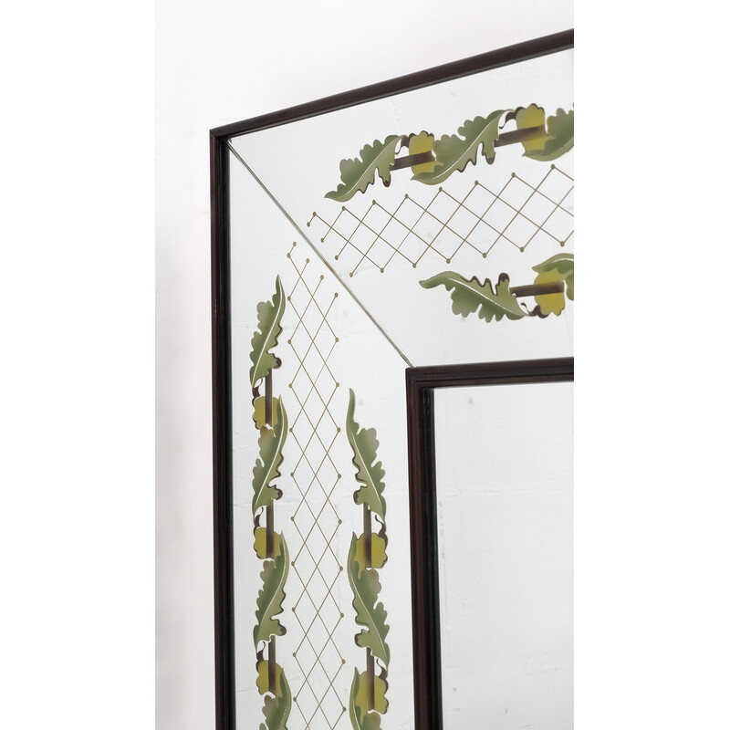 Mid-century Italian decorated mirror by Luigi Brusotti, 1940s