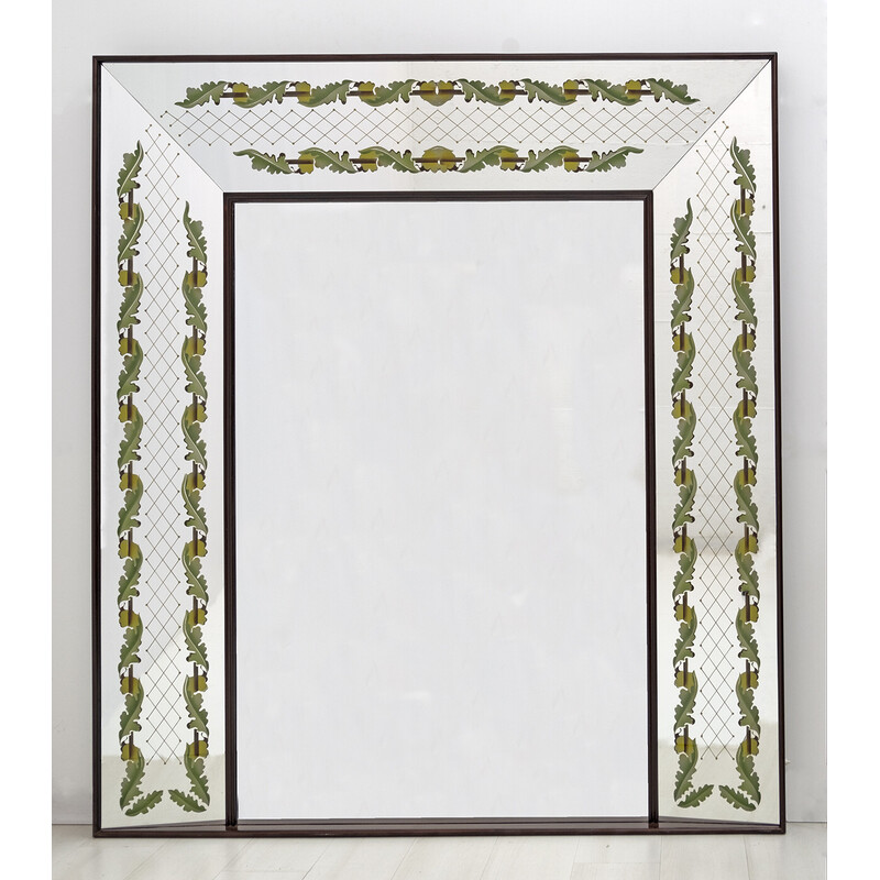 Miroir décoré italien vintage par Luigi Brusotti, 1940