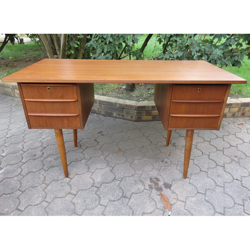 Vintage-Schreibtisch mit 2 Teakholz-Konstruktionen, Dänemark 1960
