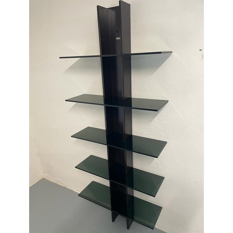 Vintage wall shelf model 'Arredi' in wood and glass, Italy 1970