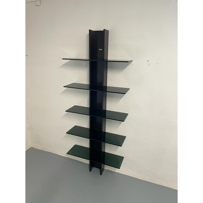 Vintage wall shelf model 'Arredi' in wood and glass, Italy 1970