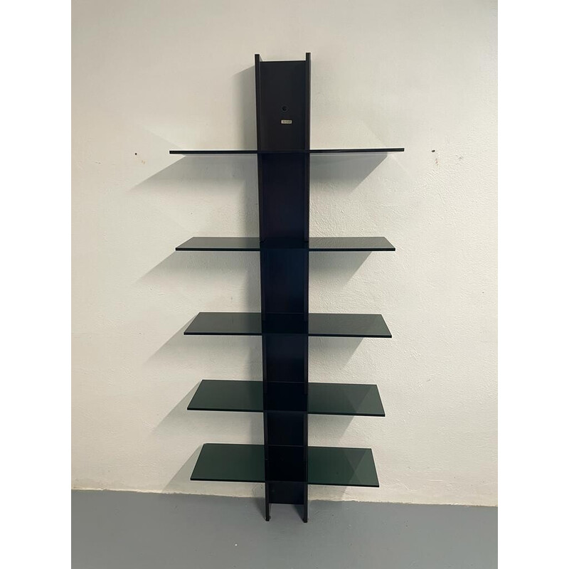 Vintage wall shelf model 'Arredi' in wood and glass, Italy 1970