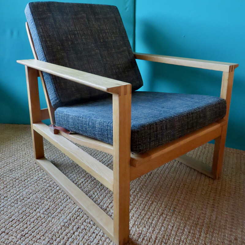 Vintage armchair in light oakwood by Borge Mogensen, Denmark 1965