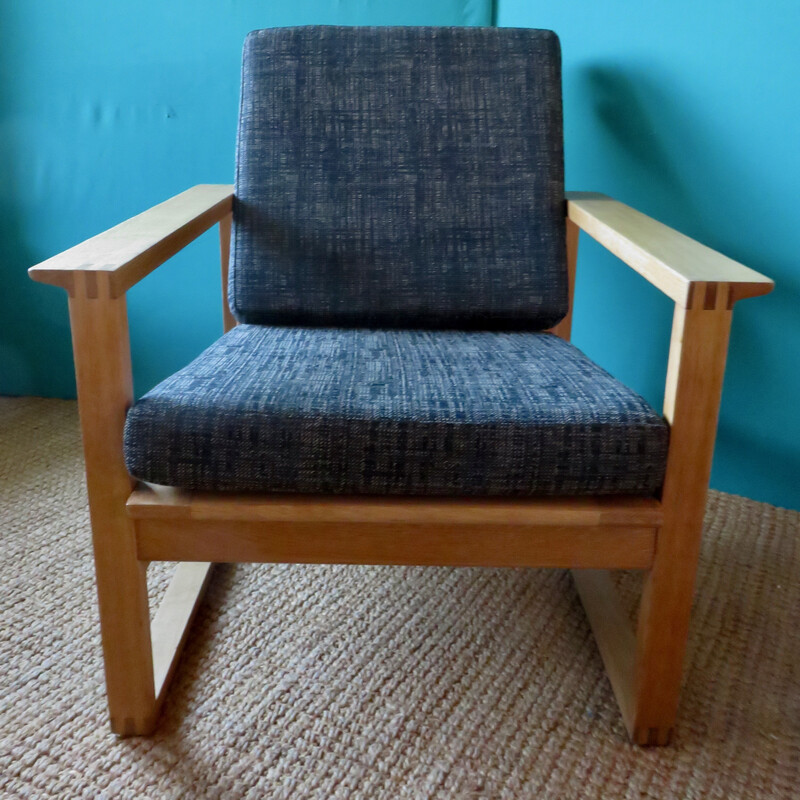 Vintage armchair in light oakwood by Borge Mogensen, Denmark 1965