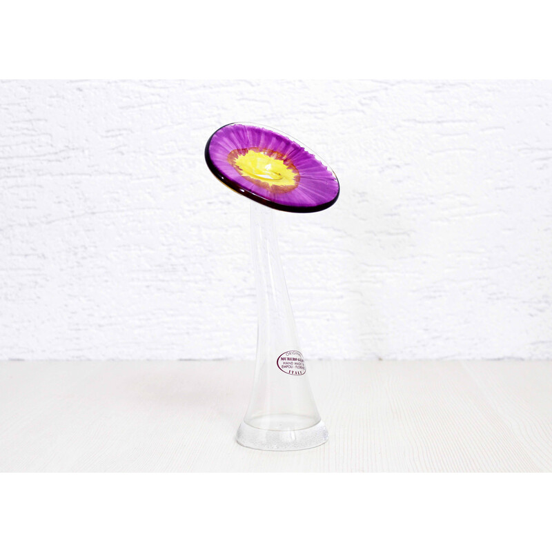 Vintage Murero Empoli glass vase, 1980