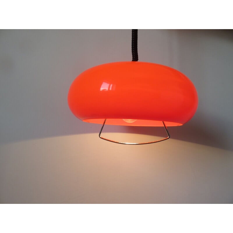Vintage plastic orange pendant lamp, Netherlands 1970