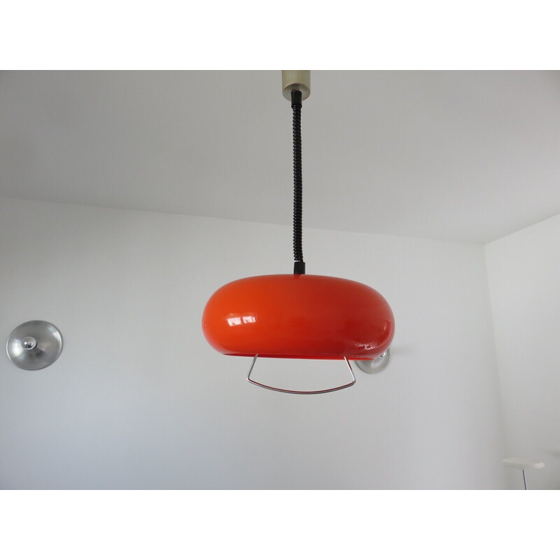 Vintage plastic orange pendant lamp, Netherlands 1970