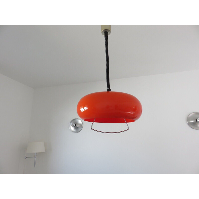 Suspension vintage en plastique orange, Pays-Bas 1970