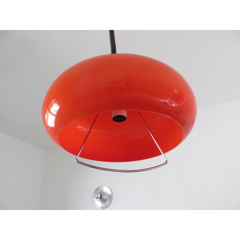 Vintage oranje plastic hanglamp, Nederland 1970