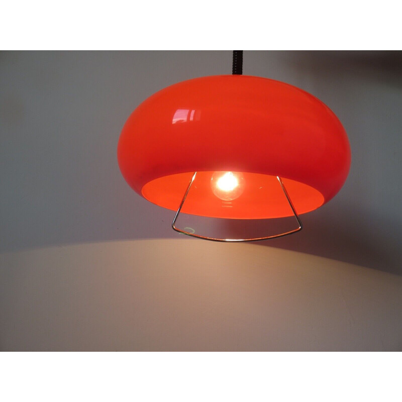 Vintage oranje plastic hanglamp, Nederland 1970