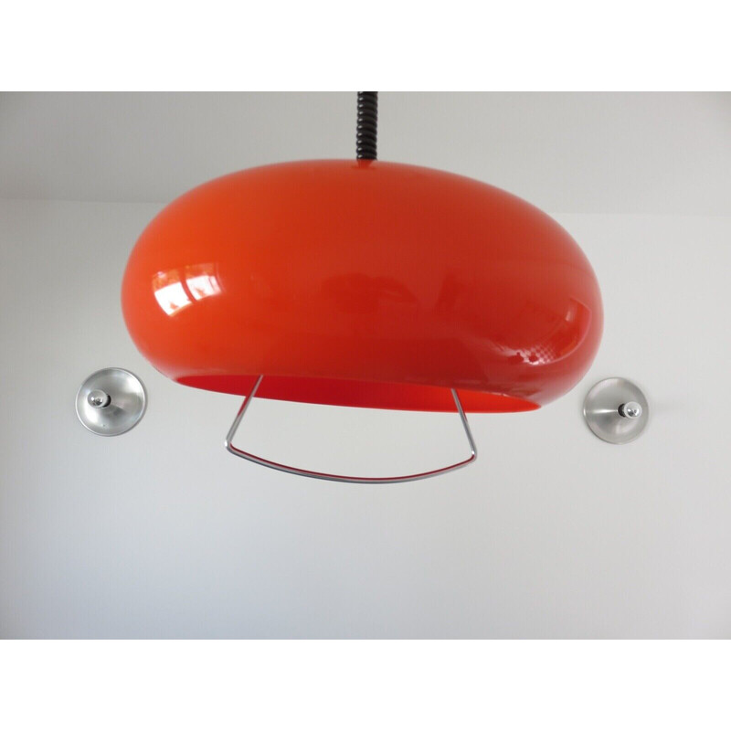 Vintage plastic orange pendant lamp, Netherlands 1970