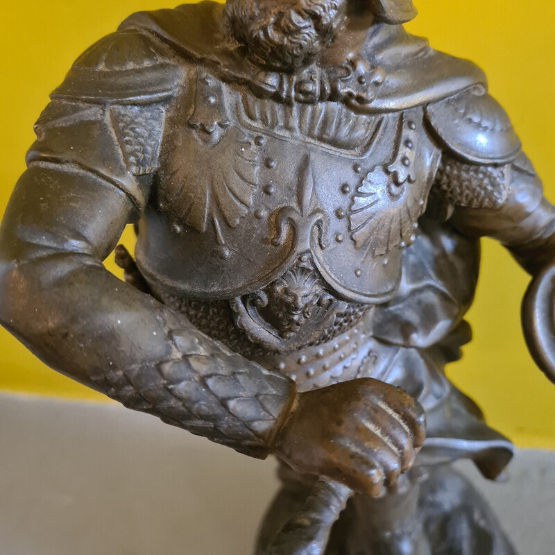 Vintage metal statue of a warlord