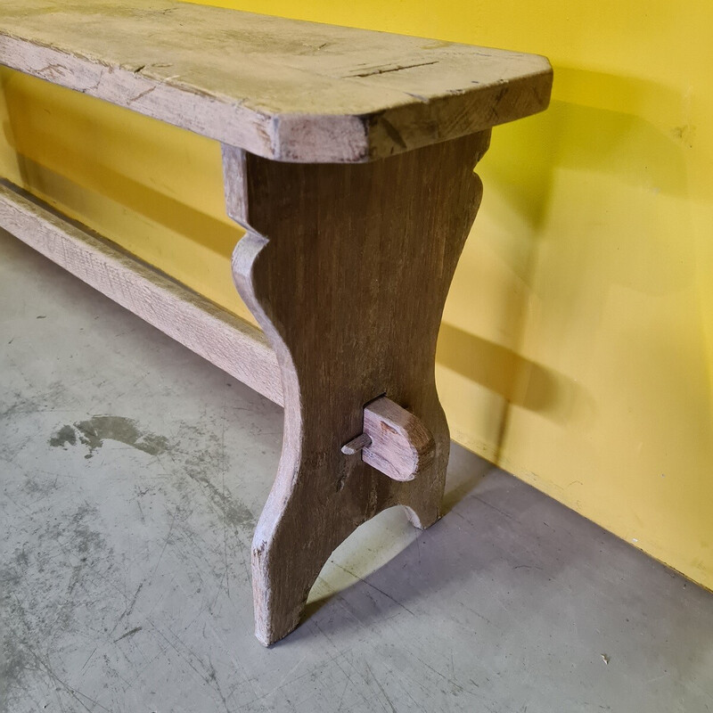 Vintage oakwood entrance bench, France 1900