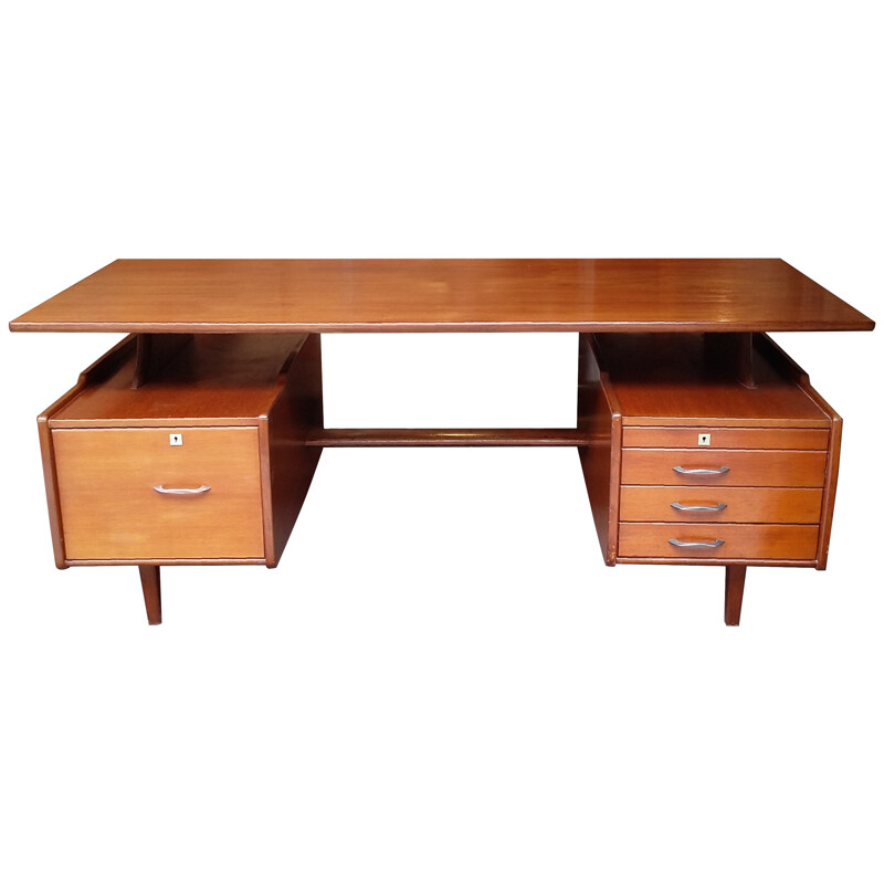 Mahogany desk, Jacques HAUVILLE - 1950s