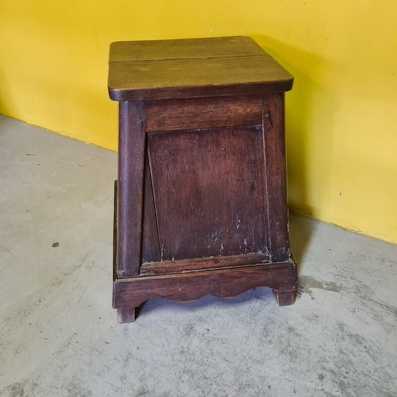 Vintage solid oakwood pedestal, France