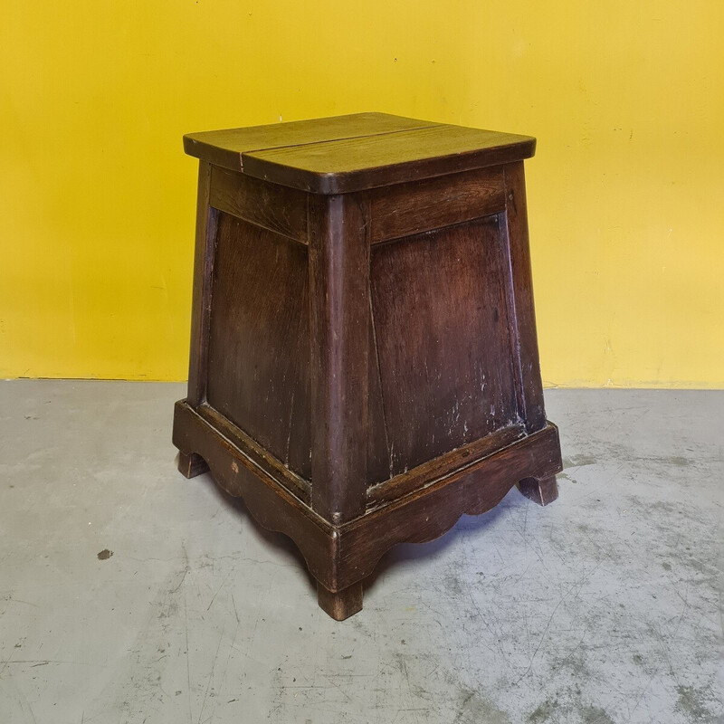 Vintage solid oakwood pedestal, France