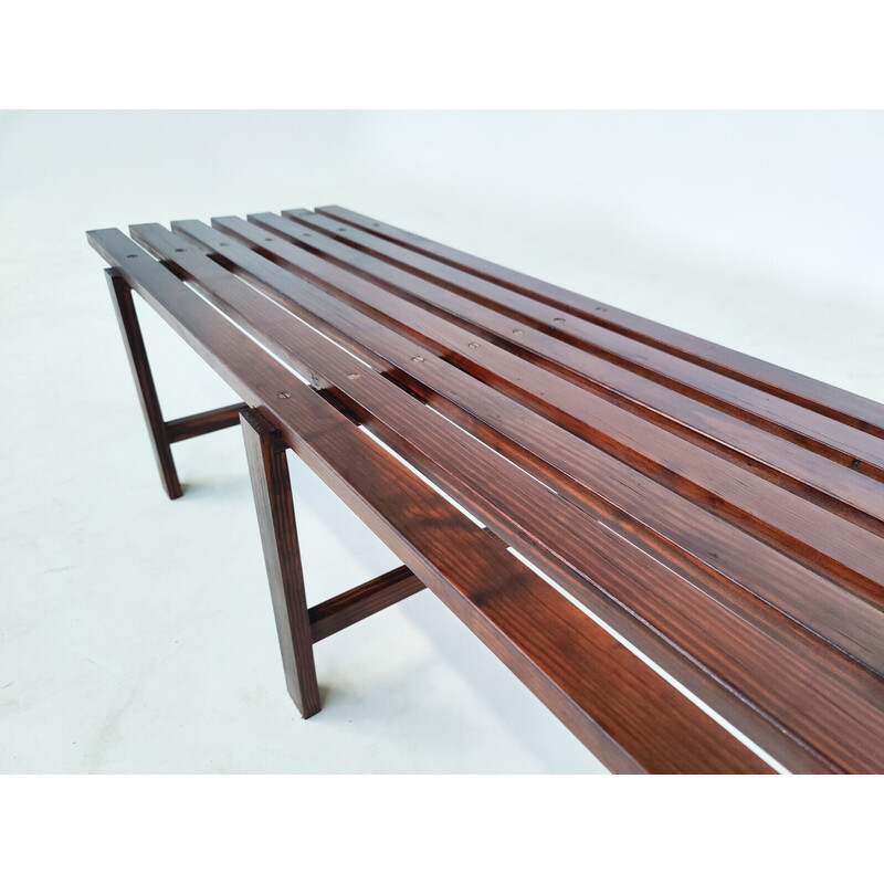 Vintage slatted bench, Italy 1970
