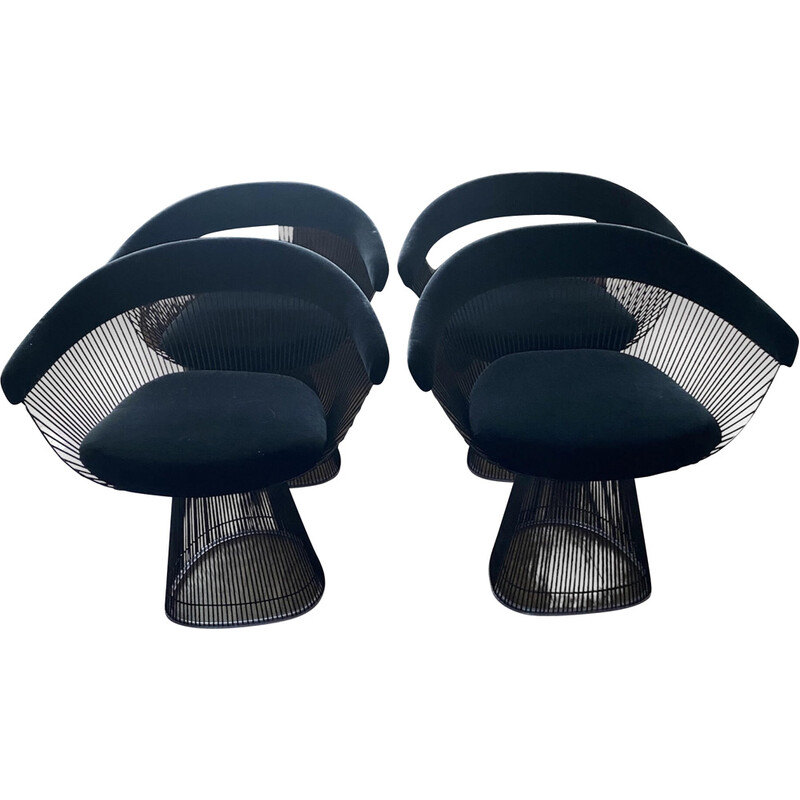 Set van 4 vintage stalen fauteuils door Warren platner, 1960