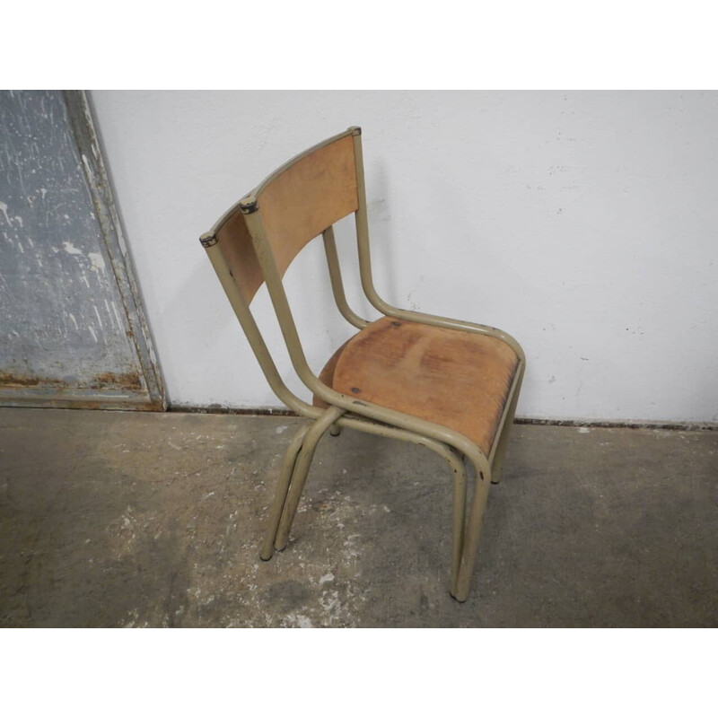 Par de cadeiras escolares vintage em ferro da Mullca