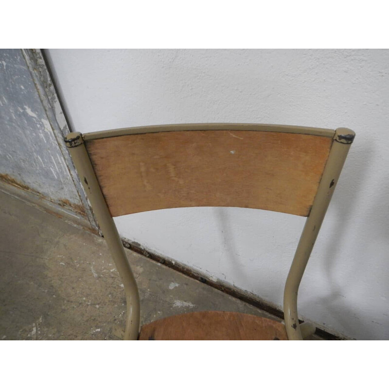 Pair of vintage iron school chairs by Mullca