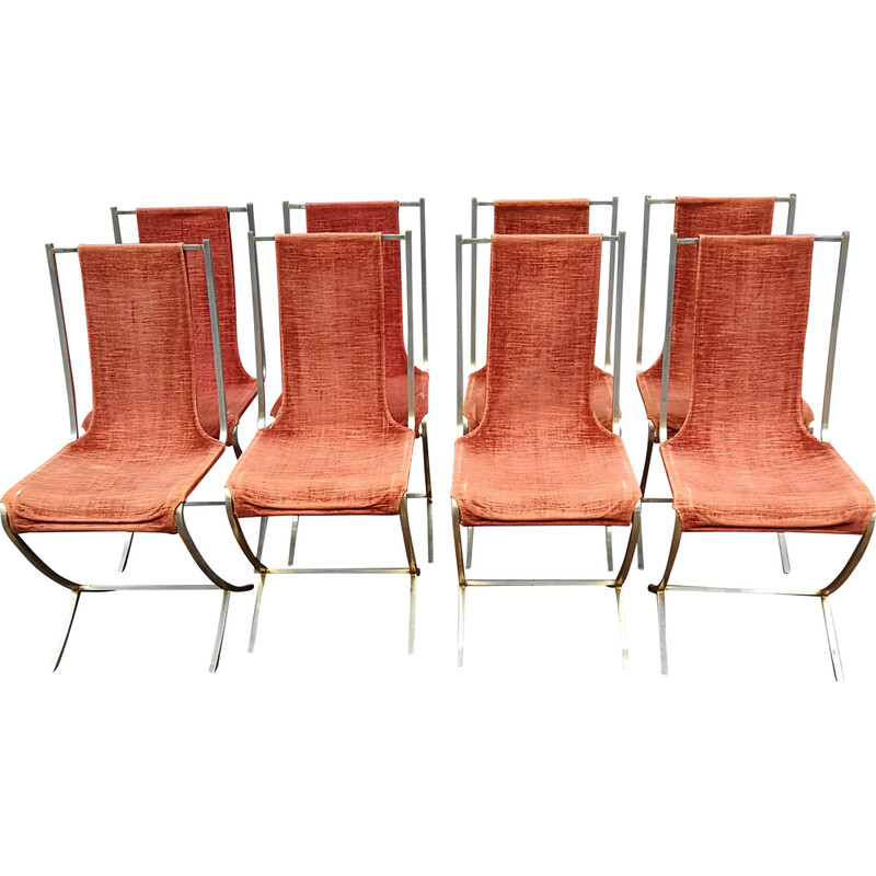 Conjunto de 8 cadeiras vintage em metal de Pierre Cardin para Maison Jansen, 1970