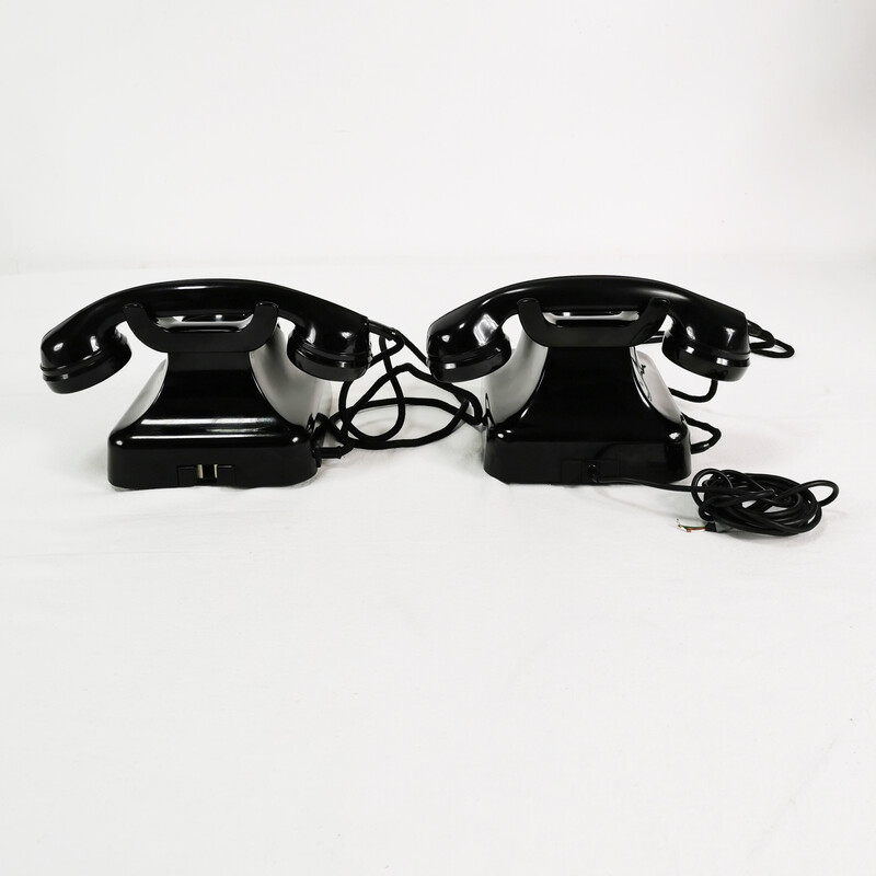 Pair of vintage bakelite telephones by Siemens, Germany 1950