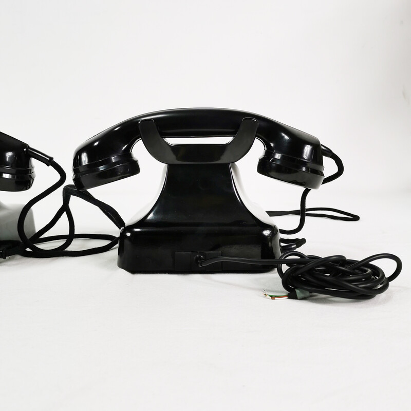 Pareja de teléfonos antiguos de baquelita de Siemens, Alemania 1950